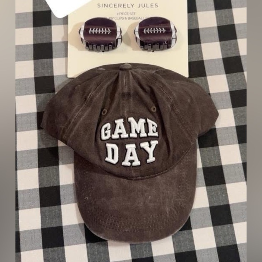 Sincerely Jules Black Game Day Cap and Football Hair Clips